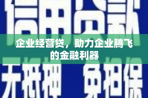 滦平企业经营贷，助力企业腾飞的金融利器
