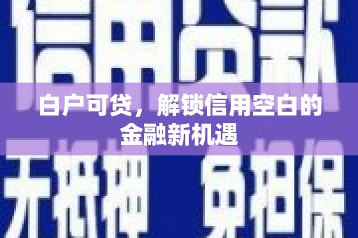 滦平白户可贷，解锁信用空白的金融新机遇