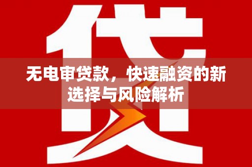 滦平无电审贷款，快速融资的新选择与风险解析