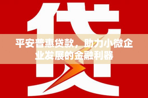 滦平平安普惠贷款，助力小微企业发展的金融利器